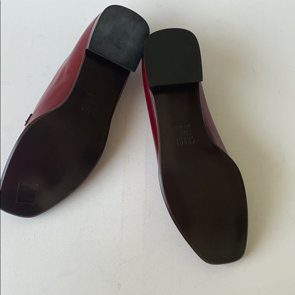 Prada Women's Burgundy Leather Loafers - Picture 9 of 9